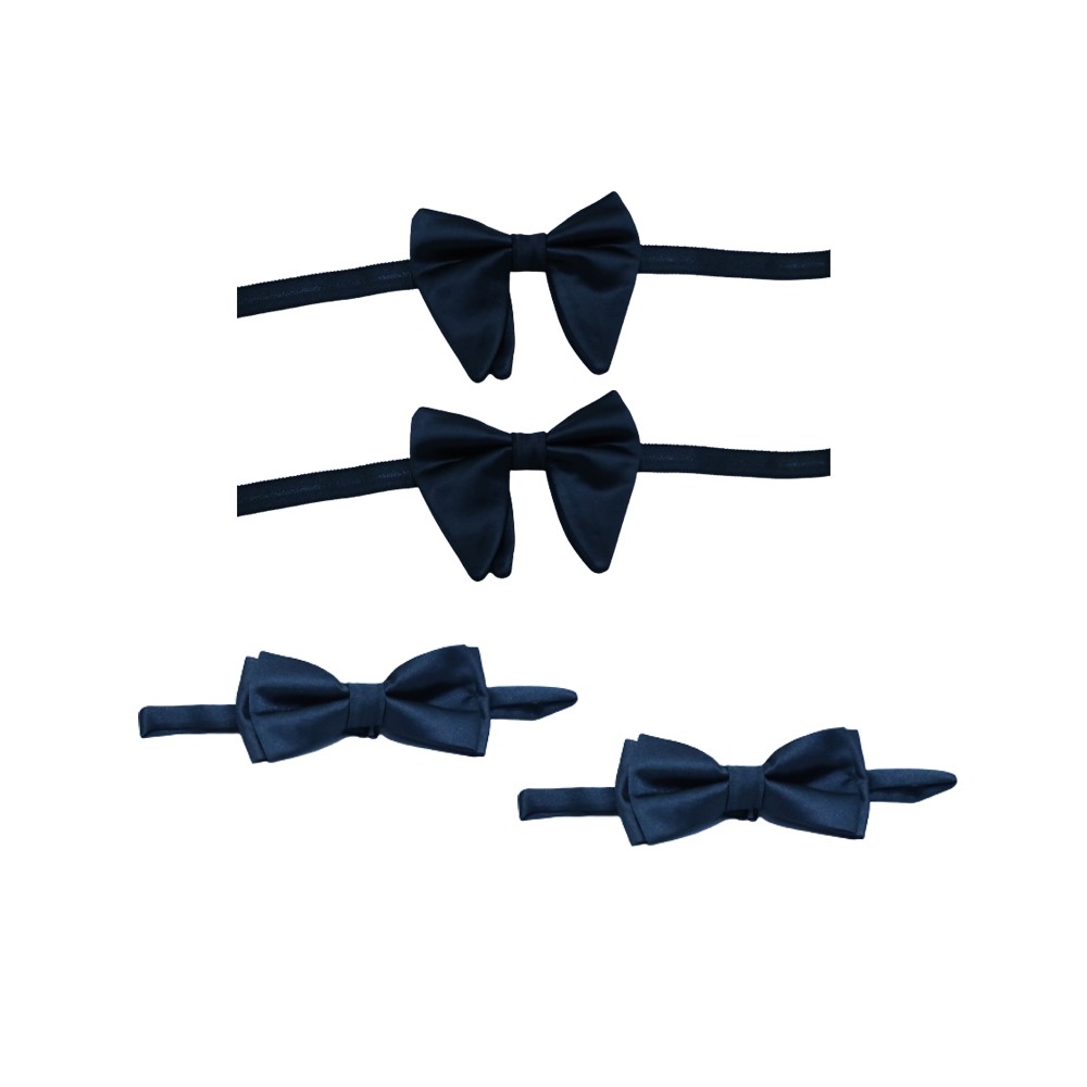 Men’s Pre-Tied Microfiber Butterfly Bow Tie Set Black– Double Bow tie set for Men (pack of  4)