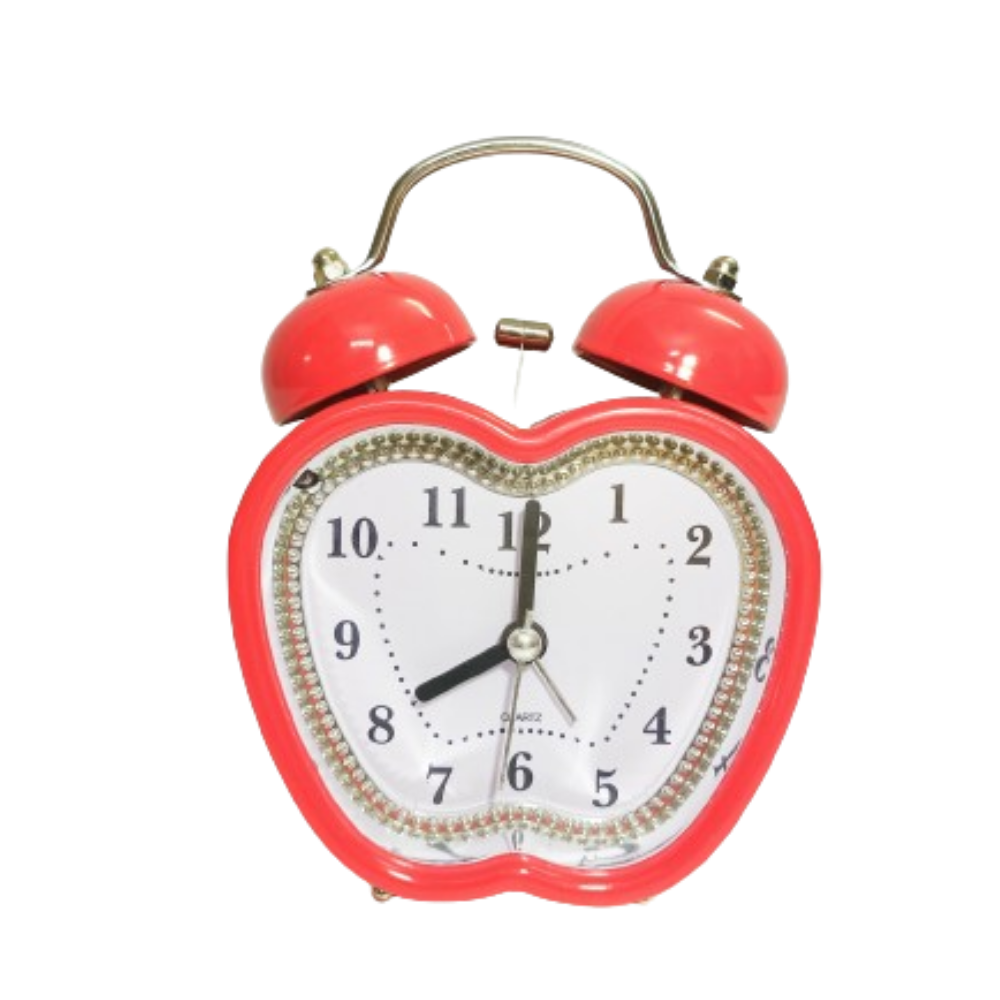 Analog Alarm Clock with Twin Bell Ringing and Nightlight (Red Apple)
