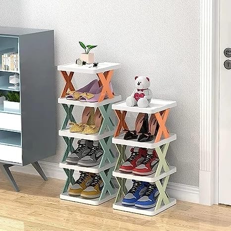 Kris Trendz Layer Shoes Rack Foldable Shoe Cabinet [81.5 x 24 x 26 cm ] Plastic I Multicolor
