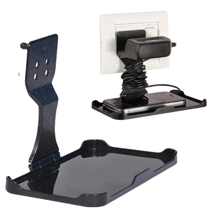 Shree Store Multi Purpose Wall Mount Holder Stand for Charging Mobile Just Fit in Socket and Hang Pack of 2 (Multicolor)