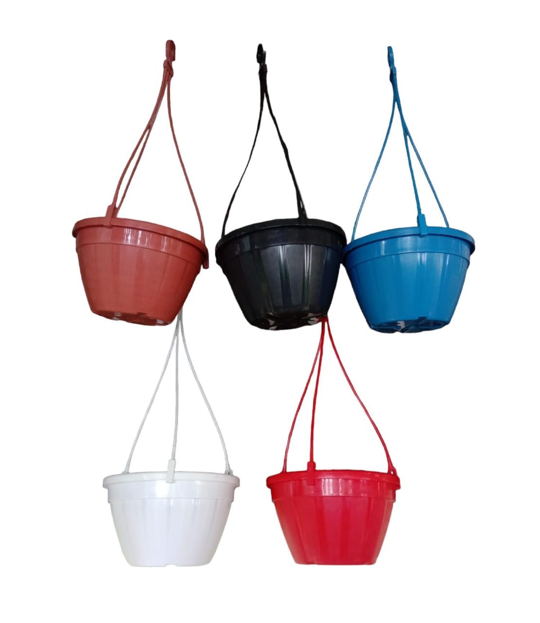 KUMUDAM Hanging Plant Pots (Multicolor) Pack of 5| Decorative Pots for Balcony and Home
