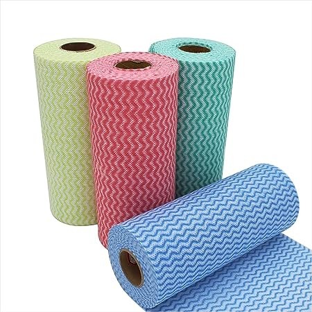 REDSL Kitchen Reusable Cleaning Wipe Kitchen Tissue roll |Household & Kitchen Quick Dry Non-Woven Towels |Dish Cloth Dish Towels Dish Rags Reusable Kitchen Wash Towels, 1 Rolls of 50 Sheets(Pack of 2)