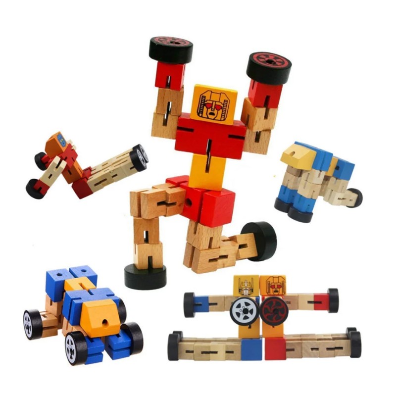 Wooden twist puzzle –(Random Design Will Send)  Transformers robot car,Wooden puzzle cube robot toy for kids
