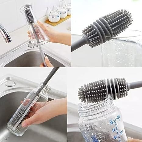 Silicone Bottle Cleaning Brush, Soft Cleaning Brush for Washing Cleaning Bottle, with Long Handle/Baby Bottle Brush Nipple Cleaner, Milk Bottle Washer for Water Bottles (Pack of 1)