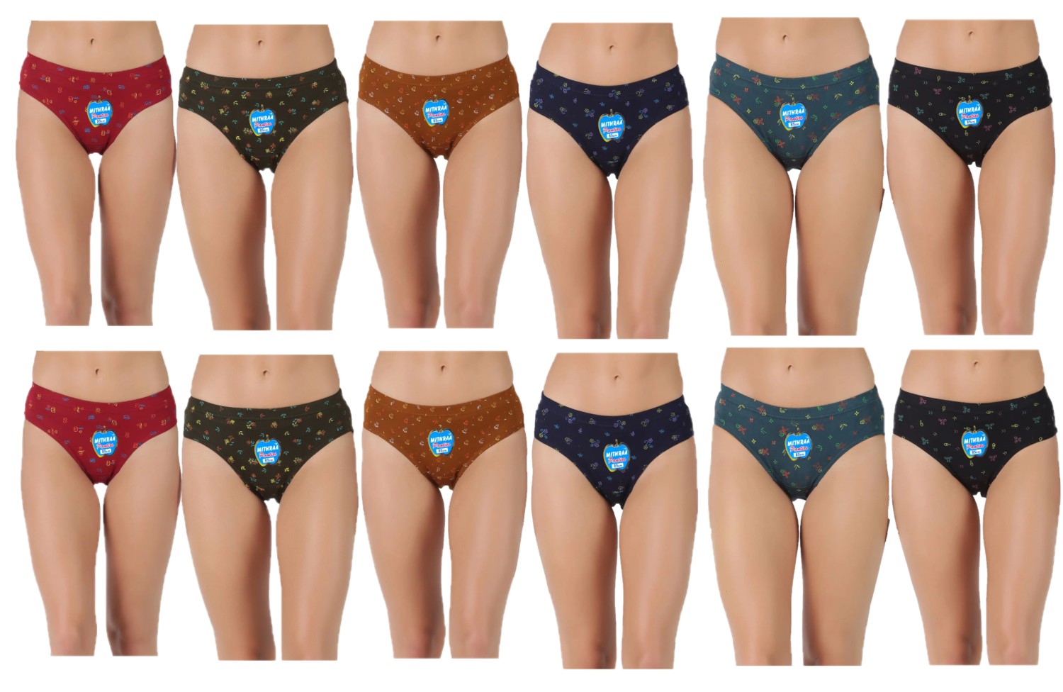 IPL Printed Cotton Panties (Combo Pack of  12 ) Assorted colors only