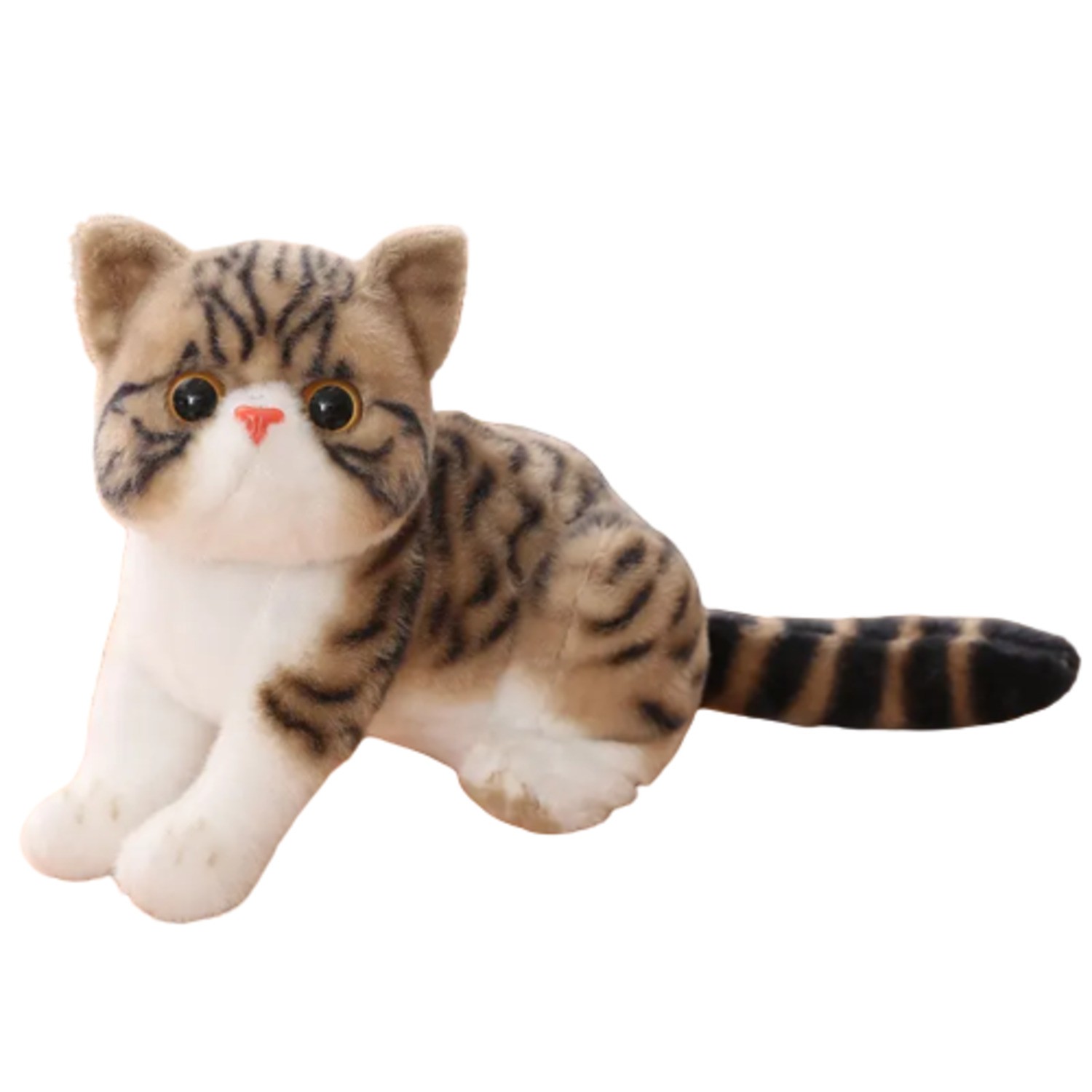 Huggable Chocolate color Cat soft Toy with meow sound - Pack of 1 - 30 cm