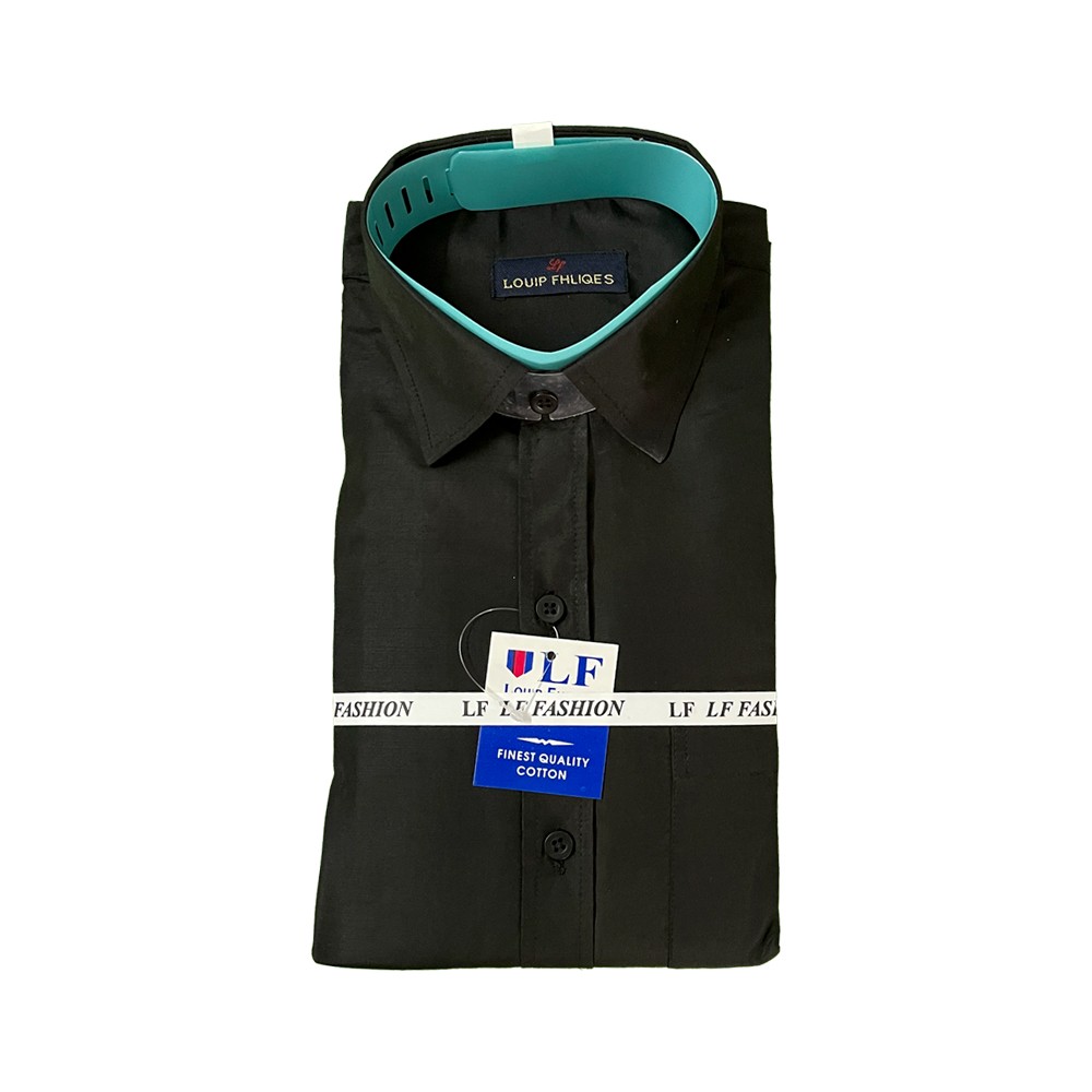 Matchy Regular Fit, Full-Sleeve Semi Cotton Plain Formal Shirt for Men (Black)