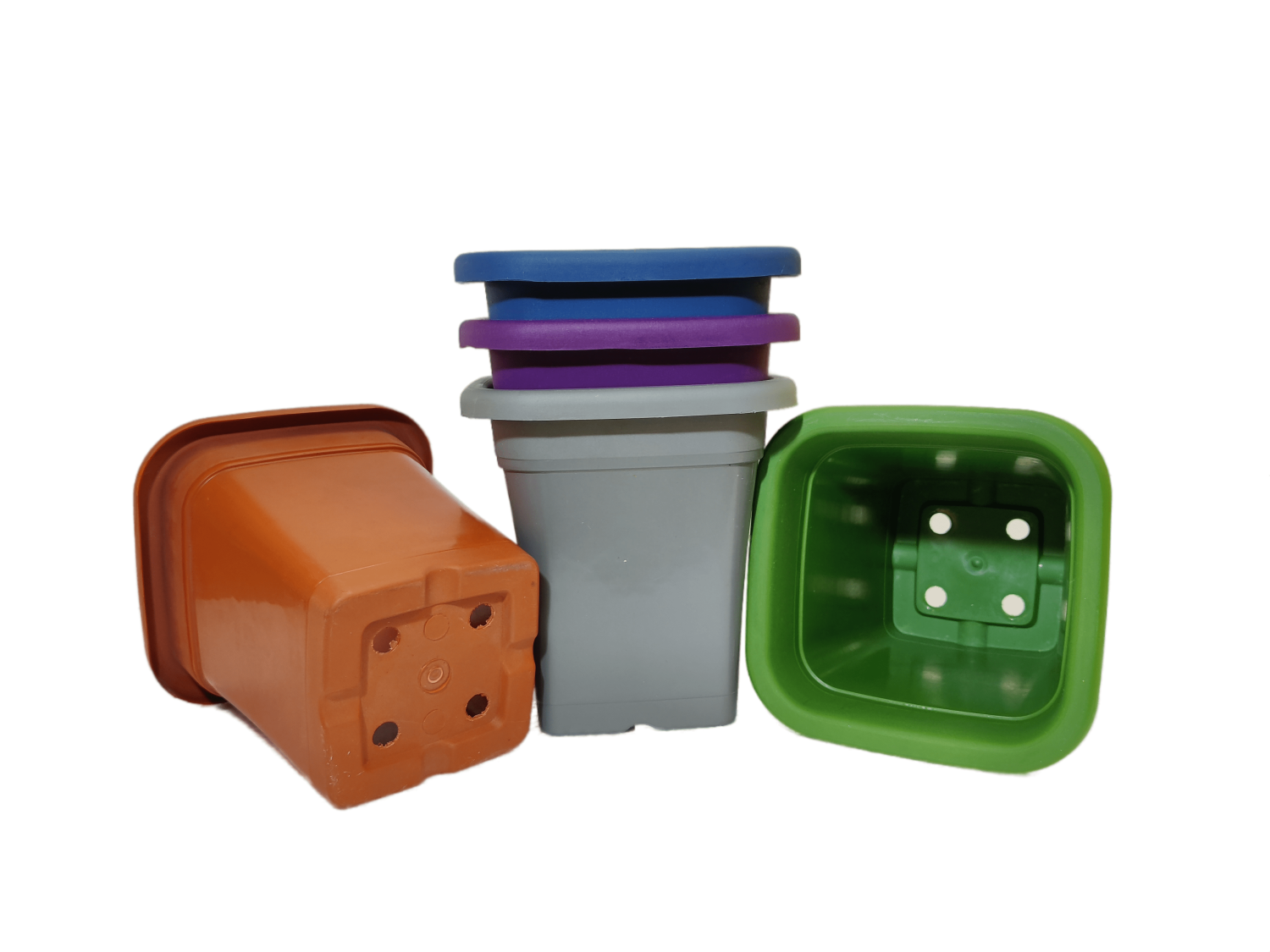 Virgin Plastic Square Pot for Gardening Purpose (pack of 5 , 6.5 inches) - For  Outdoor ,Balcony & Terrace Gardens