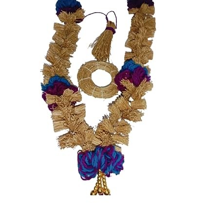 NAGARI Vetiver Malai made by Pure Vetiver Root with Divinity Aroma | Vetiver Garland | 1 feet | Vetiver Car Hanging | Vetiver Bathing Scrubber(Blue& Violet)