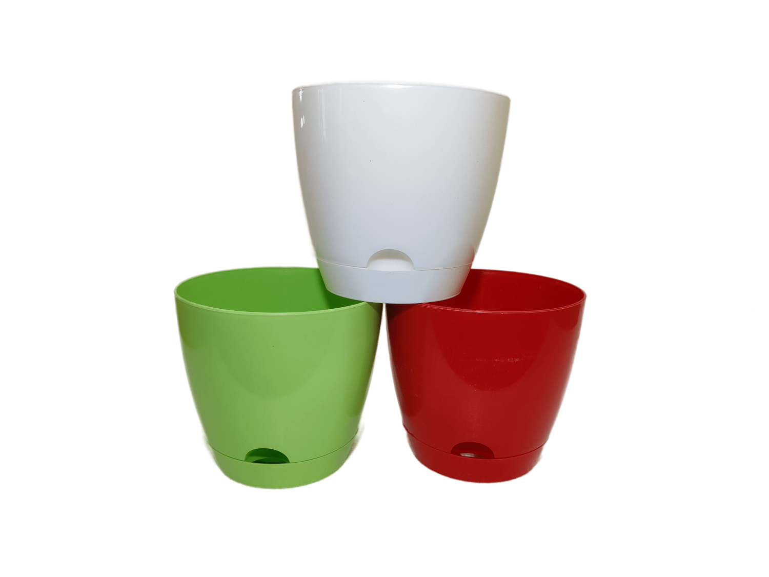 Self Watering Flower Pot with bottom tray (pack of 3 , 7 inches). Best for Indoor and balcony. virgin plastic flower pot.