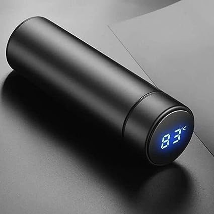 Hot and Cool Double all LED Indicator Display Temperature Water Bottle (Pack of 1 Black color)