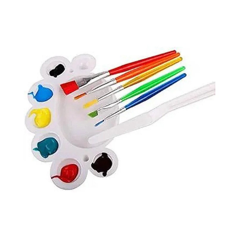 Paint brush with tray -7 pcs set makes children art hassle free brushes and Durable Tray