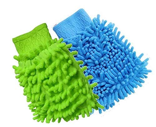 Heavenly Microfiber Double Sided CAR washing/Dusting/Cleaning Glove for Home/Office Kitchen, with high Dense Fiber perfect for Cleaning (Multicolor) Pack of 2