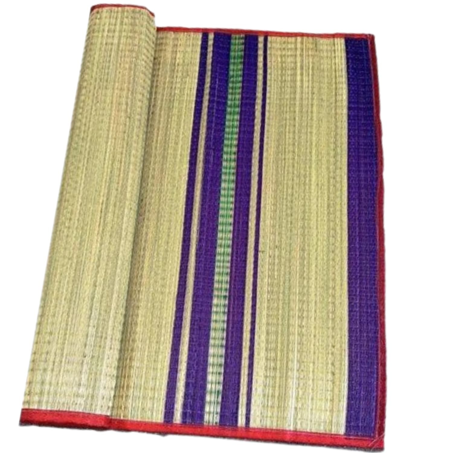 Korai Grass Mat 3.5 X 6 feet (42 x 72 inch) Large Size Versatile Bed Mats/Yoga Grass Mat/Floor Mat/Sleeping Mat/KoraiPai/Sleep Chatai Foldable Both Side Usable at Home