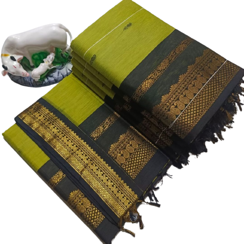 Unique Queen's  Women's Premium Quality Kalyani Cotton Silk Saree with Zari Border with running Blouse 003
